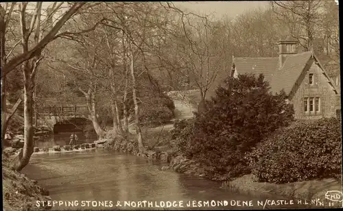 Ak New Castle upon Tyne North East, Jesmond Dene Park, Stepping Stones and North Lodge