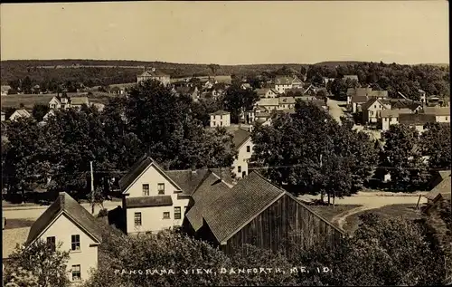 Ak Danforth Maine USA, Panoramablick über den Ort, Wohnhäuser