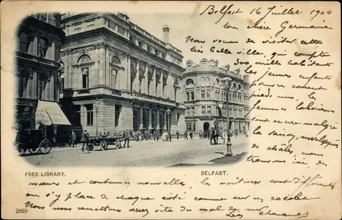 Ak Belfast Nordirland, Free Library