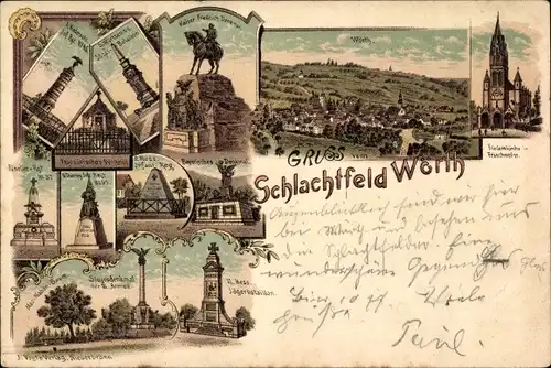 Litho Wœrth sur Sauer Woerth Wörth an der Sauer Elsass Bas Rhin, Schlachtfeld, Denkmäler