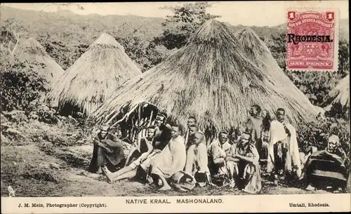 Ak Native Kraal, Mashonaland, Einheimische, Afrikaner, Wohnhäuser aus Stroh