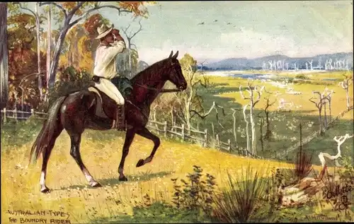 Künstler Ak Australian Types, Boundary Rider