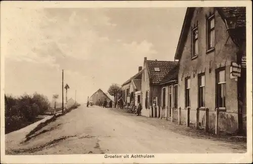 Ak Achthuizen Südholland, Straßenpartie, Häuser