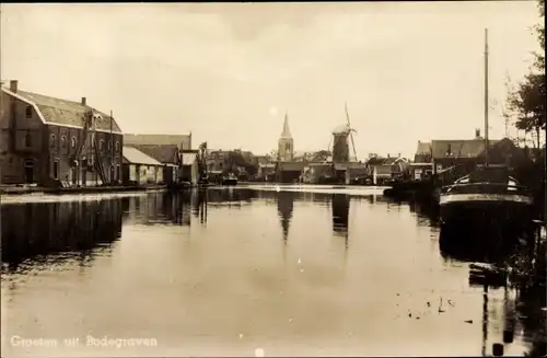 Ak Bodegraven Südholland, Flusspartie, Molen