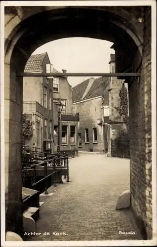 Ak Gouda Südholland Niederlande, Achter de Kerk