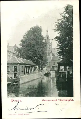 Ak Gouda Südholland Niederlande, Gouwe met Vischmarkt