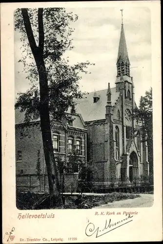 Ak Hellevoetsluis Südholland, R. K. Kerk en Pastorie