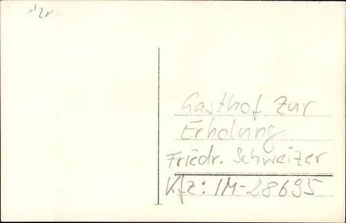 Foto Ak Gasthof zur Erholung, Automobil, KFZ Kennz. IM 28695