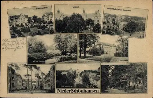 Ak Berlin Pankow Niederschönhausen, Lyzeum, Kaiser Wilhelm Straße, Bismarck Platz