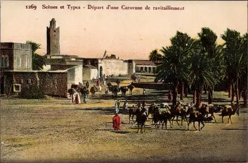 Ak Scenes et Types, Depart d'une Caravane de ravitaillement