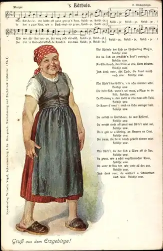 Lied Ak Mückenberger, Hilmar, 's Bärbele, Erzgebirgische Mundart, Tracht, Wilhelm Vogel