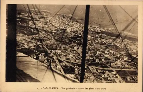 Ak Casablanca Marokko, Vue Generale a travers les plans d'un avion