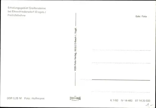 Ak Ehrenfriedersdorf im Erzgebirge, Erholungsgebiet Greifensteine, Freilichtbühne