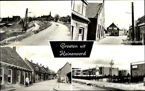 Ak Heinenoord Südholland, Buitendijk, Goidschalxoord, Chr. Nat. School De Regenboog, Dorpsstraat