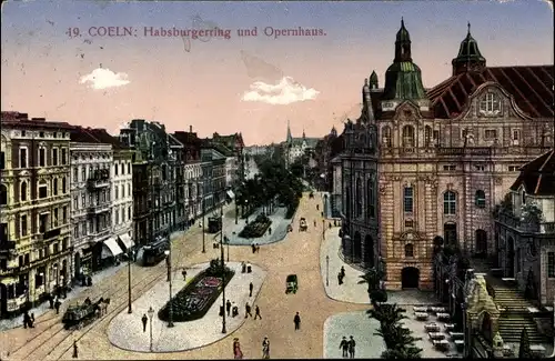 Ak Köln, Habsburgerring und Opernhaus, Café Restaurant Kaiser Rudolf