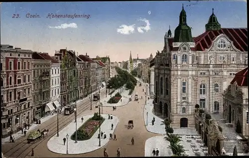 Ak Köln am Rhein, Hohenstaufenring, Straßenbahnen