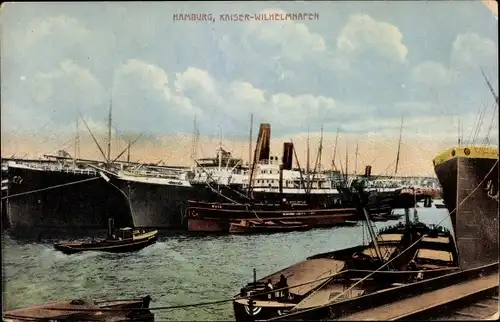 Ak Hamburg, Kaiser-Wilhelm-Hafen, Dampfschiff