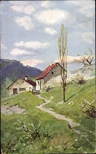 Künstler Ak Splitgerber, Frühlingslandschaft, Gebirge