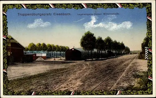 Ak Elsenborn Bütgenbach Wallonien Lüttich, Truppenübungsplatz, Kaiser Wilhelmstraße, Lagereingang