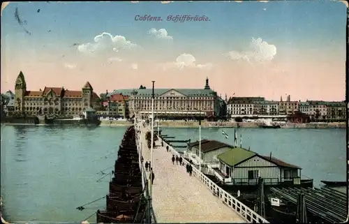 Ak Koblenz am Rhein, Schiffbrücke