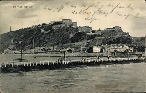 Ak Ehrenbreitstein Koblenz am Rhein, Schiffbrücke
