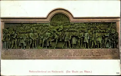 Ak Rüdesheim am Rhein, Niederwald Nationaldenkmal, Relief Die Wacht am Rhein