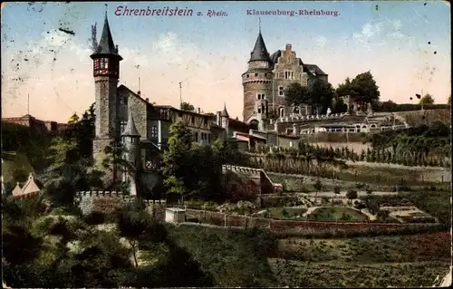 Ak Ehrenbreitstein Koblenz am Rhein, Klausenburg Rheinburg