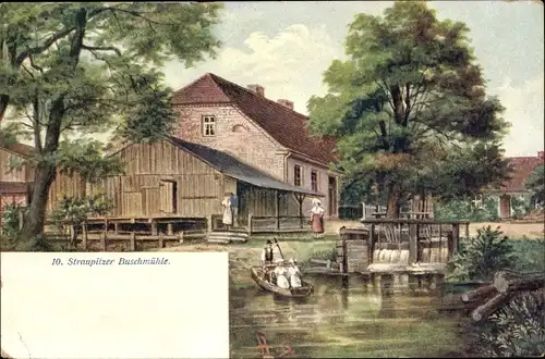 Künstler Ak Straupitz im Spreewald, Straupitzer Buschmühle