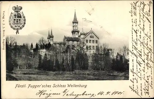 Ak Bergheim Augsburg in Schwaben, Schloss Wellenburg, Wappen