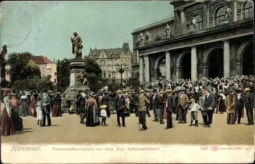 Ak Hannover in Niedersachsen, Promenadenkonzert vor dem Kgl. Schauspielhaus, Denkmal