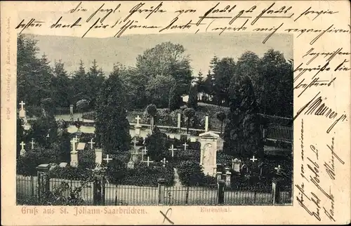 Ak St. Johann Saarbrücken im Saarland, Ehrenthal, Friedhof