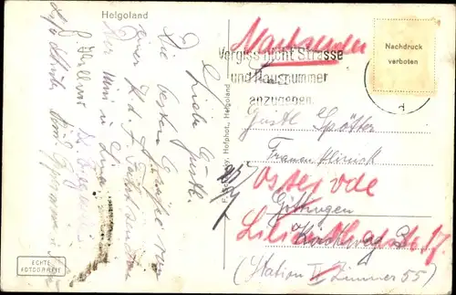 Ak Nordseeinsel Helgoland, Gedicht, Panorama