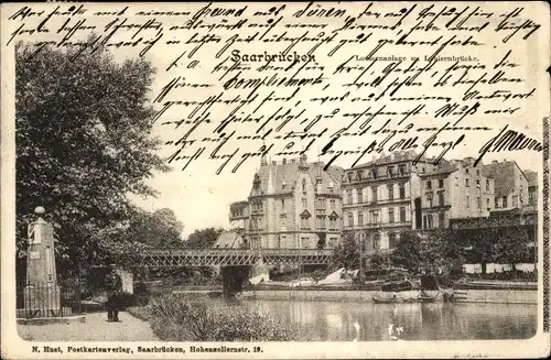 Ak Saarbrücken im Saarland, Louisenanlage und Louisenbrücke