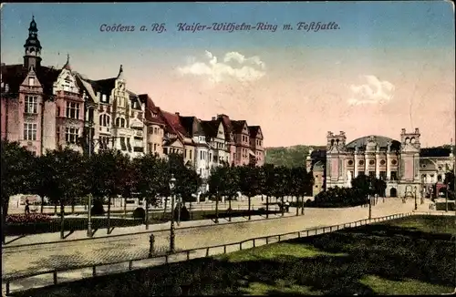 Ak Koblenz am Rhein, Kaiser-Wilhelm-Ring m. Festhalle