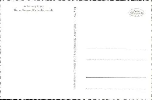 Ak Ahrweiler in Rheinland Pfalz, Dr. v. Ehrenwall'sche Kuranstalt
