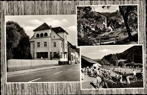 Ak Alpirsbach im Schwarzwald, Haus Schmidt, Hauptstraße 43, Freibad, Panorama