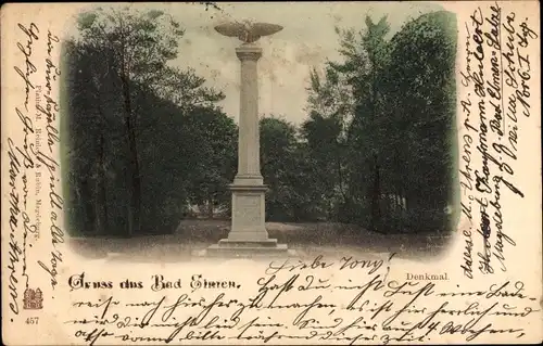 Ak Bad Elmen Salzelmen Schönebeck an der Elbe, Denkmal