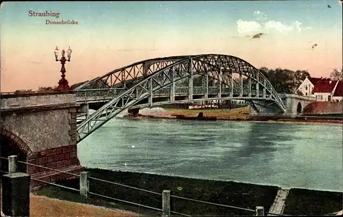 Ak Straubing an der Donau Niederbayern, Donaubrücke