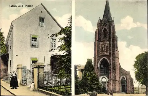 Ak Plaidt in der Eifel, Kurzwaren Anna Weiller, Mühlenweg 33, Kirche