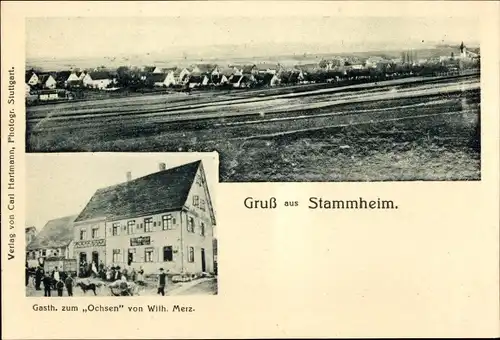 Ak Stammheim Calw im Nordschwarzwald, Panorama, Gasthaus zum Ochsen von Wilh. Merz