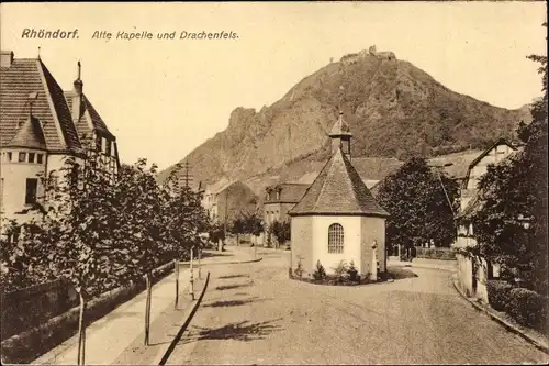 Ak Rhöndorf Bad Honnef am Rhein, Alte Kapelle und Drachenfels