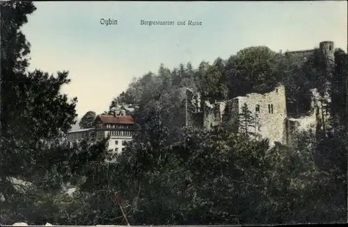 Ak Oybin in der Oberlausitz, Bergrestaurant und Ruine