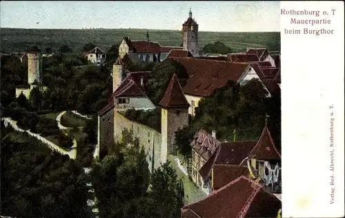 Ak Rothenburg ob der Tauber Mittelfranken, Mauerpartie beim Burgthor