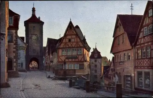 Ak Rothenburg ob der Tauber Mittelfranken, Plönlein mit Siebersturm und Steige