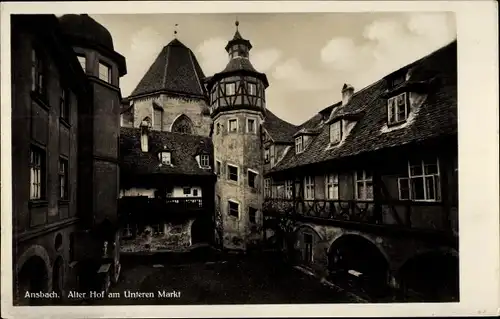 Ak Ansbach in Mittelfranken Bayern, Hof am unteren Markt