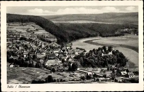 Ak Polle an der Weser in Niedersachsen, Panorama vom Ort, Weserlauf