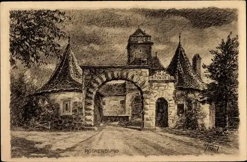 Künstler Ak Gerling, Rothenburg ob der Tauber Mittelfranken, Röder Tor