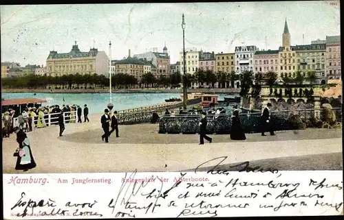 Ak Hamburg Mitte Neustadt, Jungfernstieg, Anlegeplatz der Alsterboote