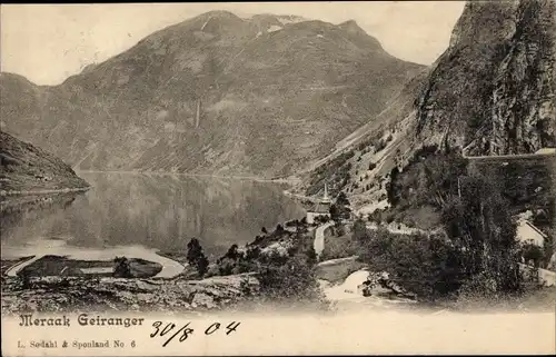 Ak Merok Geiranger Norwegen, Bergpanorama, Wasserpartie