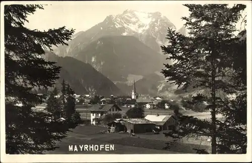 Foto Ak Mayrhofen im Zillertal Tirol, Teilansicht mit Grünberg